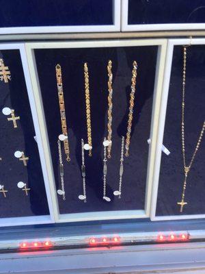 Wide selection of gold and silver chains .... reputable salesman