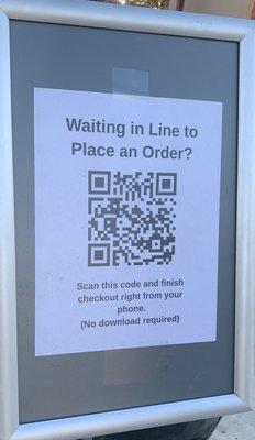 Qr code, scan this and order ahead