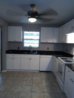 New kitchen installation with granite