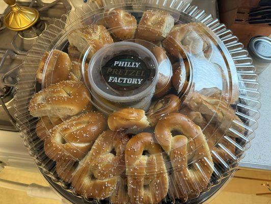 Pretzel tray.. cheese, honey mustard, & brownie butter dips