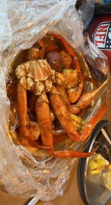 A. Snow Crab and Headless Shrimp with the Boom seasoning and mild spice