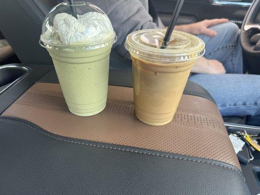 Matcha Green Tea Frappe and iced latte