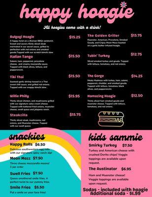 Menu: Sandwiches, wraps, and snacks