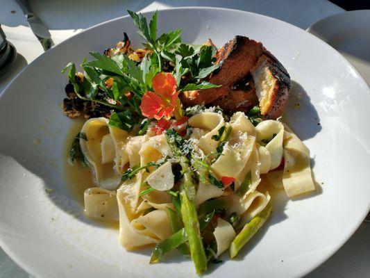 Pasta entree was good! It came with burnt cauliflower and bread though.