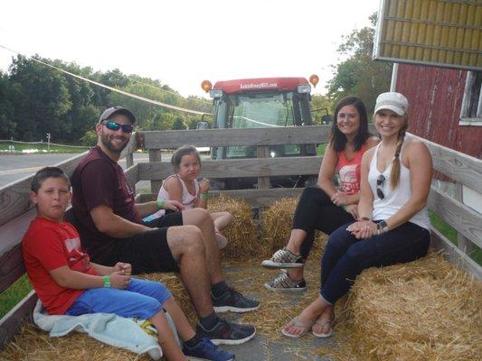 Enjoy the best hayride in town, or at least out of town.  Takes a half an hour and goes for 5 miles, even going thru a covered bridge.