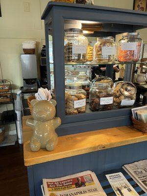 Cookies near the cash register for purchase