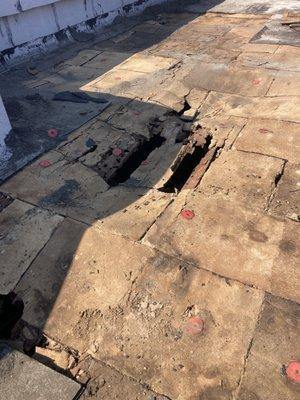 Holes in hotel roof