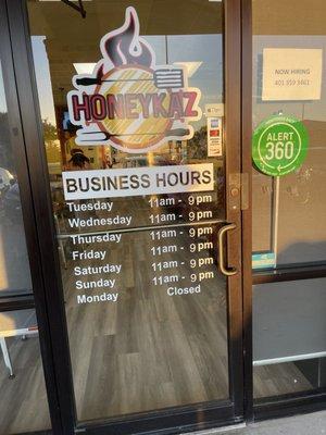 Front door, business hours