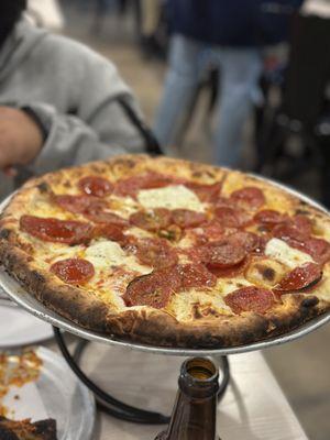 Rustic pepperoni pizza