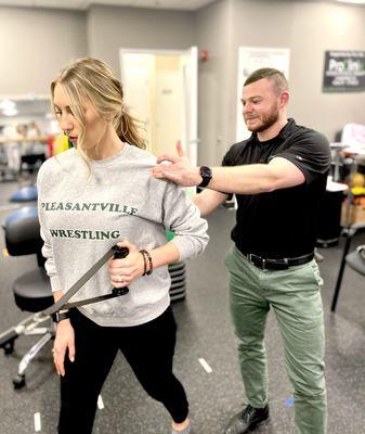 Dr Tyler Fallon, PT, DPT ProClinix Pleasantville Physical Therapist upper body strengthening for a rotator cuff and impingement injury