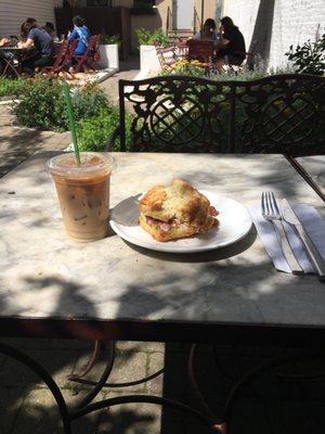 Americano with vanilla soy and biscuit with ricotta and fresh preserves! Heaven!