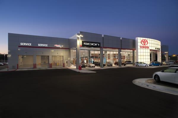 Joe Machens Toyota Scion exterior - night