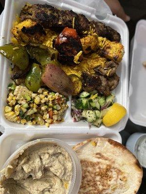 Mixed kabob platter. Chicken, lamb, beef