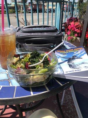 Salad & iced tea- lemon ginger with spiced orange.