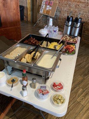 The breakfast spread by the Spring Street Grill catering service.