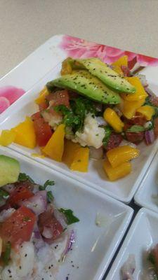 Now serving fresh ceviche Fish Shrimp or Mix. Traditional or w fruits was  YUMMY