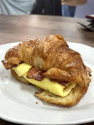 Bacon, egg & cheese on a croissant