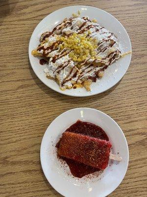 Tostito locos and paleta with chamoy/Tajín.