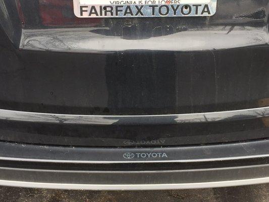 Streaks of dirt after a "car wash"