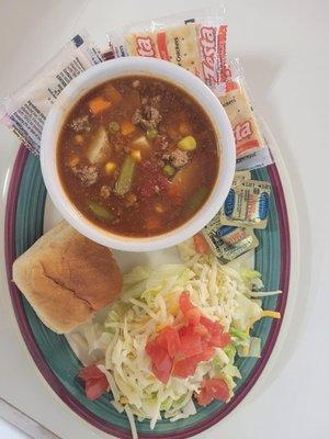 Soup, salad , & a roll