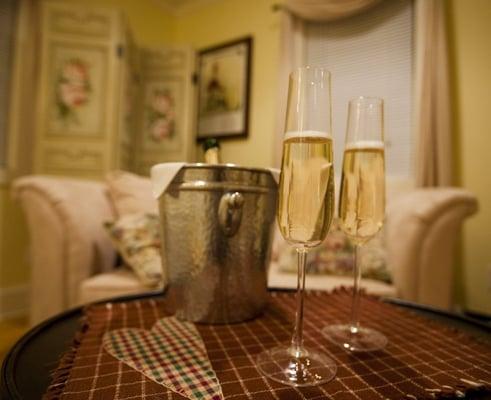 Rooms at Arcady Vineyard come with a bottle of sparkling wine in your own wine fridge.