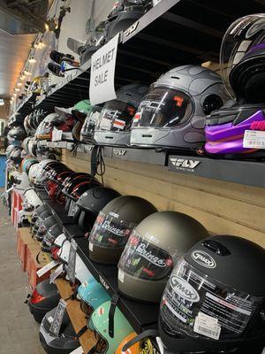 Wall of helmets.