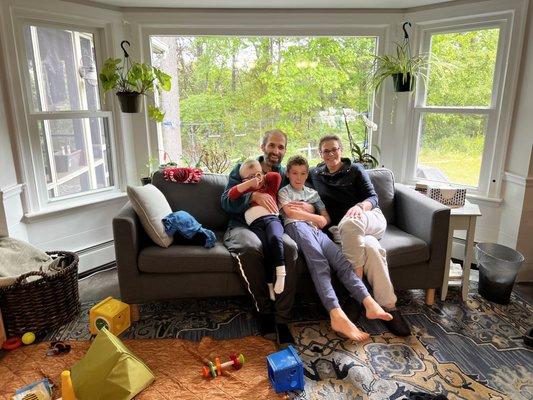 Happy customer family photo and their new Beautiful Windows!