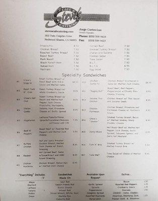 The menu