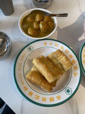 Chinese donut and curry fish balls