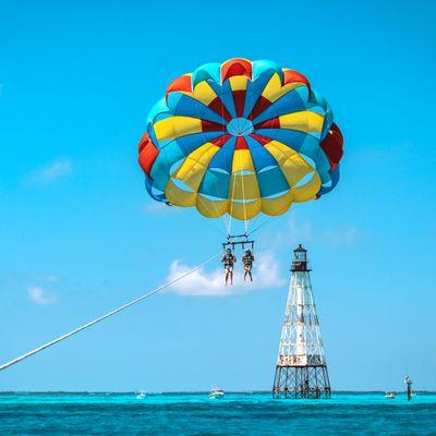 Parasailing session with the beautiful Islamorada weather to make the most out of your visit to Robbie's! ⁠