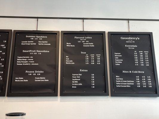 Drinks menu