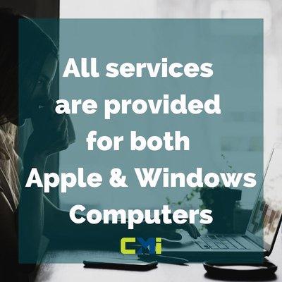 All services are provided for both Apple and Windows PC computers