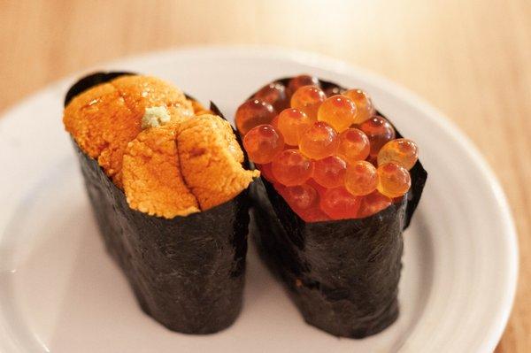 Sea Urchin - Uni (Left)
 Salmon Roe (Right)