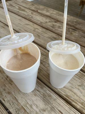 Peanut butter chocolate shake and a coffee shake