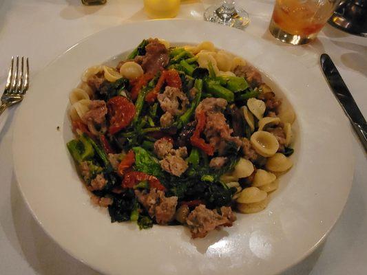 Orecchiette-spicy sausage, broccoli Rabe, sun-dried tomato