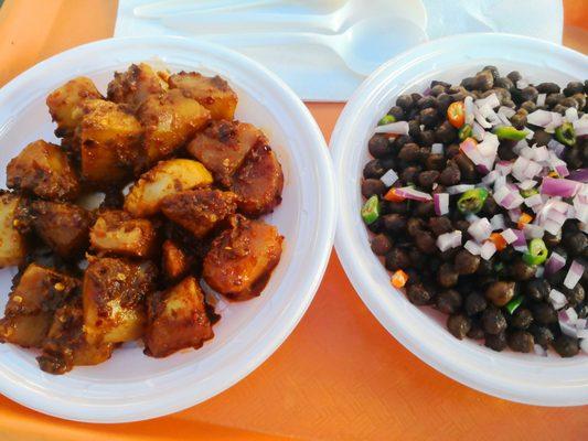 Aloo dum (Potatoes) and Channa (Chickpeas)