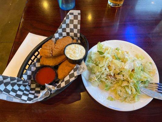 Chicken Strips & Caesar Salad