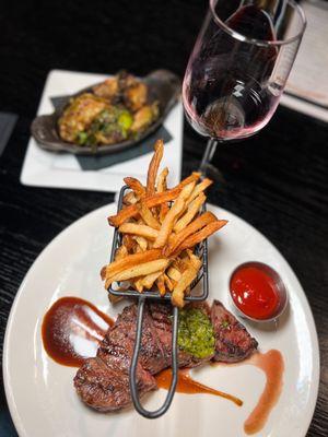 Steak Frites with a extra side of Brussels