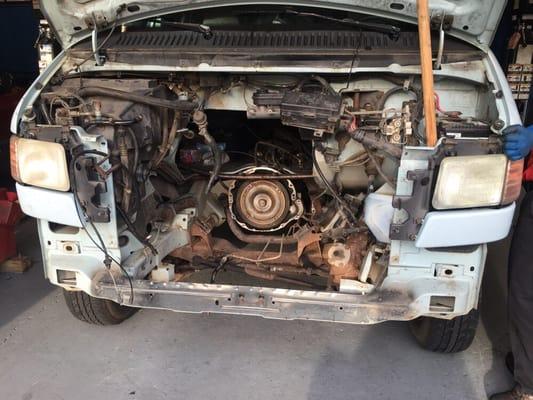 Replacing a complete rebuild engine on a Dodge van