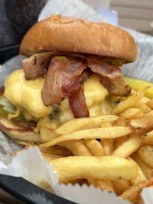 Smash burger and fries