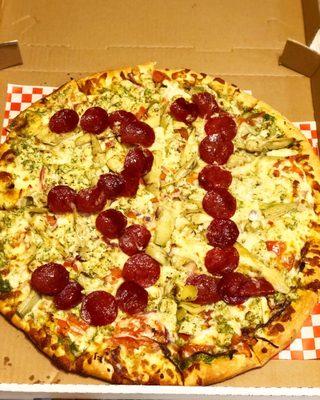 for my aunts 31st anniversary. Instead of cake, I ordered the founders special and asked them to use pepperoni to write out 31.