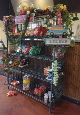 Display rack next to the service counter