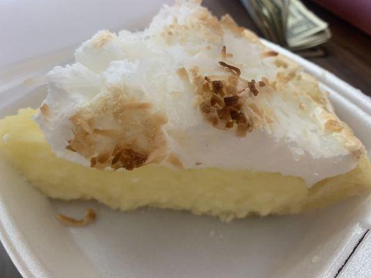 Coconut cream pie. Made fresh daily and still warm when we got it!