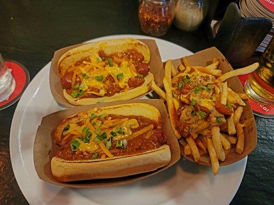 Chilli Cheese Dogs and Chilli Cheese fries on the menu