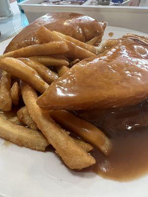 Hot Meat Loaf Sandwich with fries and gravy