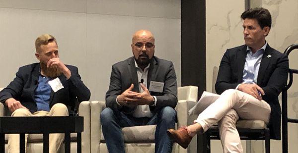 Francesco Trama with Pete Tseronis at a University of Maryland Executive Cybersecurity Summit 2019 panel.