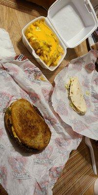 Patty melt, tortilla burger, green chile cheese fries