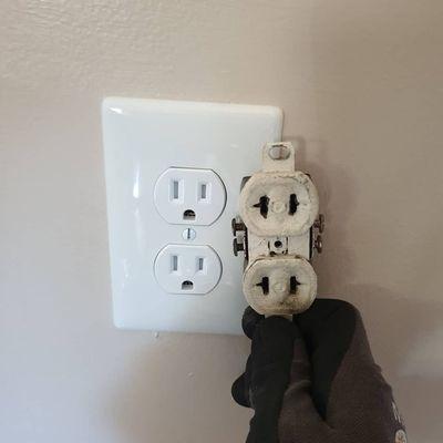 Updated outlets from ungrounded to grounded type in Hampton, VA