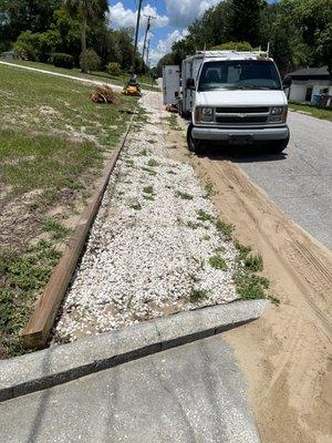 Before gravel parking bed revival from weeds! Dirt cleanup from erosion as well