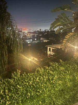 Here's a nighttime view from the front door